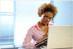 Lady editing a template